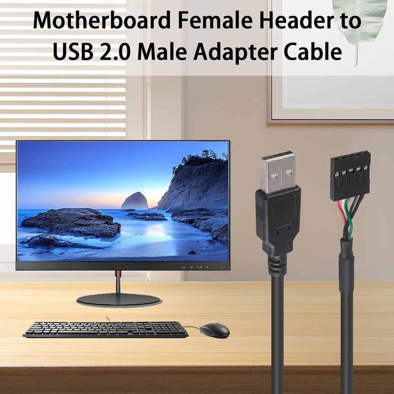 Duttek (2-Pack 50CM 5 Pin Motherboard Female Header to USB 2.0 Male Adapter Dupont Extender Cable (5Pin/USB M) - Image 5